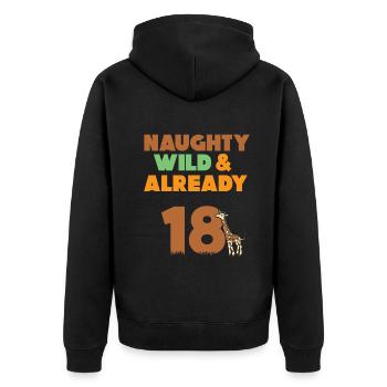 18 Jahre Geburtstag Giraffe - Unisex Premium Bio Zip Hoodie - Schwarz - Hinten - Nico (187cm)