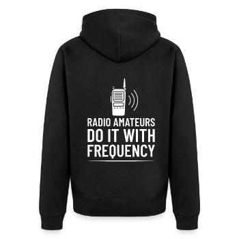 Radio amateurs do it with frequency - Unisex Premium Bio Zip Hoodie - Schwarz - Hinten - Nico (187cm)