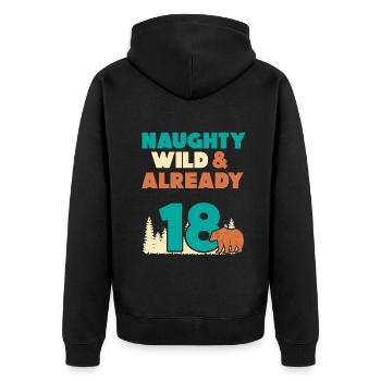 18 Jahre Geburtstag Bär - Unisex Premium Bio Zip Hoodie - Schwarz - Hinten - Nico (187cm)