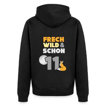 11 Jahre Geburtstag Junge Mädchen Fuchs - Unisex Premium Bio Zip Hoodie - Schwarz - Hinten - Nico (187cm)
