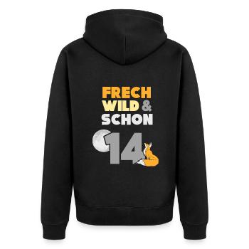 14 Jahre Geburtstag Junge Mädchen Fuchs - Unisex Premium Bio Zip Hoodie - Schwarz - Hinten - Nico (187cm)