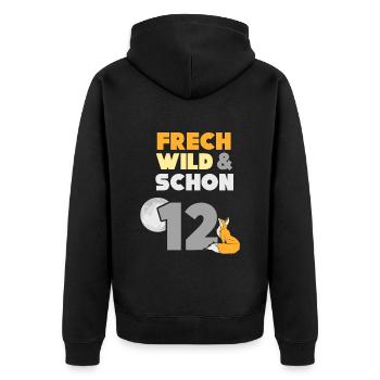 12 Jahre Geburtstag Junge Mädchen Fuchs - Unisex Premium Bio Zip Hoodie - Schwarz - Hinten - Nico (187cm)