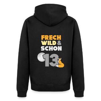 13 Jahre Geburtstag Junge Mädchen Fuchs - Unisex Premium Bio Zip Hoodie - Schwarz - Hinten - Nico (187cm)