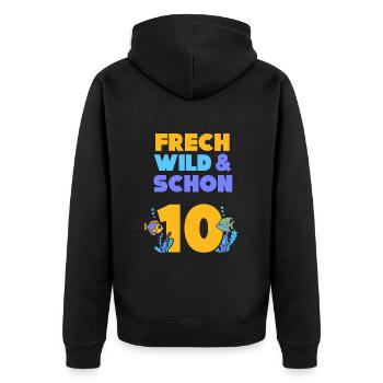 10 Jahre Geburtstag Junge Mädchen Fisch - Unisex Premium Bio Zip Hoodie - Schwarz - Hinten - Nico (187cm)