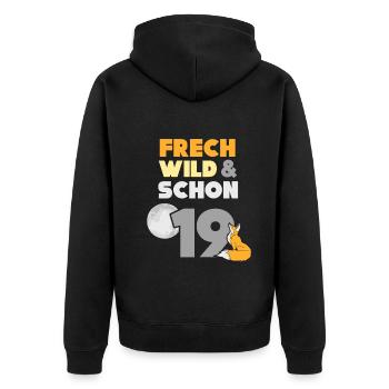19 Jahre Geburtstag Fuchs - Unisex Premium Bio Zip Hoodie - Schwarz - Hinten - Nico (187cm)