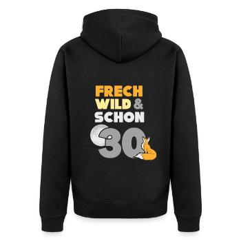 Geschenk 30 Jahre Geburtstag Frau Fuchs - Unisex Premium Bio Zip Hoodie - Schwarz - Hinten - Nico (187cm)