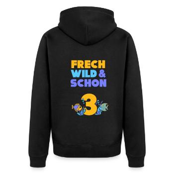3 Jahre Geburtstag Junge Mädchen Fisch - Unisex Premium Bio Zip Hoodie - Schwarz - Hinten - Nico (187cm)