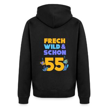 Geschenk 55 Jahre Geburtstag Fisch - Unisex Premium Bio Zip Hoodie - Schwarz - Hinten - Nico (187cm)