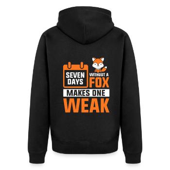 Seven days without a fox makes one week - Unisex Premium Bio Zip Hoodie - Schwarz - Hinten - Nico (187cm)
