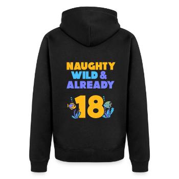 18 Jahre Geburtstag Fisch - Unisex Premium Bio Zip Hoodie - Schwarz - Hinten - Nico (187cm)