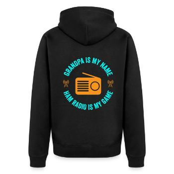 Ham Radio Is My Game - Unisex Premium Bio Zip Hoodie - Schwarz - Hinten - Nico (187cm)