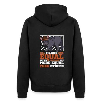 but my Bulldogs are more equal than others - Unisex Premium Bio Zip Hoodie - Schwarz - Hinten - Nico (187cm)