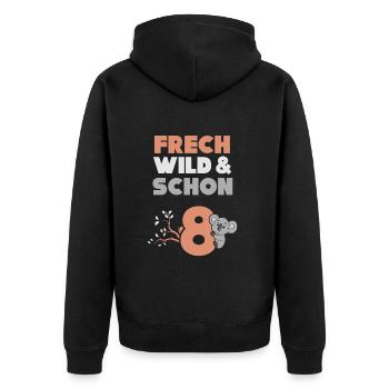 8 Jahre Geburtstag Junge Mädchen Koala - Unisex Premium Bio Zip Hoodie - Schwarz - Hinten - Nico (187cm)
