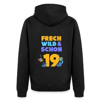 19 Jahre Geburtstag Fisch - Unisex Premium Bio Zip Hoodie - Schwarz - Hinten - Nico (187cm)