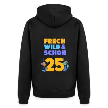 Geschenk 25 Jahre Geburtstag Fisch - Unisex Premium Bio Zip Hoodie - Schwarz - Hinten - Nico (187cm)