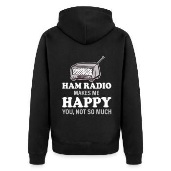 Ham Radio makes me happy - you, not so much - Unisex Premium Bio Zip Hoodie - Schwarz - Hinten - Nico (187cm)