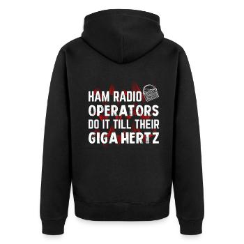 Ham radio operators do it till their giga hertz - Unisex Premium Bio Zip Hoodie - Schwarz - Hinten - Nico (187cm)