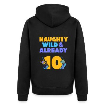 10 Jahre Geburtstag Junge Mädchen Fisch - Unisex Premium Bio Zip Hoodie - Schwarz - Hinten - Nico (187cm)