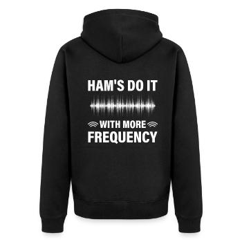 Ham's do it with more frequency - Unisex Premium Bio Zip Hoodie - Schwarz - Hinten - Nico (187cm)