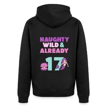 17 Jahre Geburtstag Meerjungfrau - Unisex Premium Bio Zip Hoodie - Schwarz - Hinten - Nico (187cm)