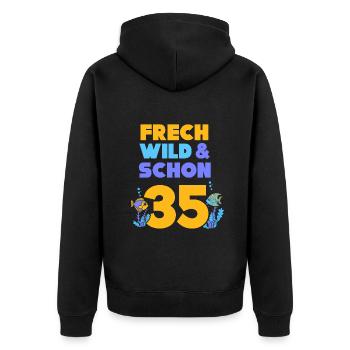 Geschenk 35 Jahre Geburtstag Fisch - Unisex Premium Bio Zip Hoodie - Schwarz - Hinten - Nico (187cm)