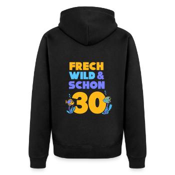 Geschenk 30 Jahre Geburtstag Fisch - Unisex Premium Bio Zip Hoodie - Schwarz - Hinten - Nico (187cm)