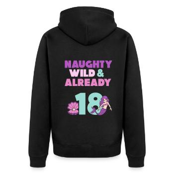 18 Jahre Geburtstag Meerjungfrau - Unisex Premium Bio Zip Hoodie - Schwarz - Hinten - Nico (187cm)