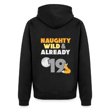 19 Jahre Geburtstag Fuchs - Unisex Premium Bio Zip Hoodie - Schwarz - Hinten - Nico (187cm)
