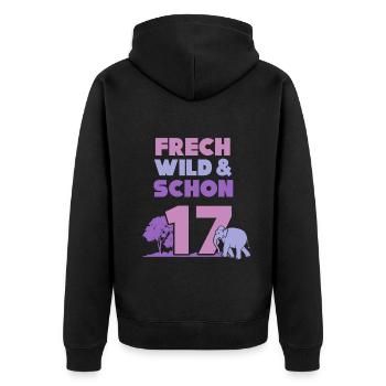 17 Jahre Geburtstag Elefant - Unisex Premium Bio Zip Hoodie - Schwarz - Hinten - Nico (187cm)