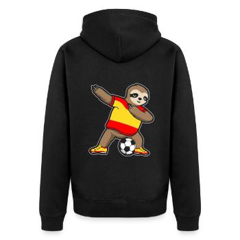 Fußballfan Faultier Fußball Spanien - Unisex Premium Bio Zip Hoodie - Schwarz - Hinten - Nico (187cm)