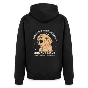 Labradors make me happy - Unisex Premium Bio Zip Hoodie - Schwarz - Hinten - Nico (187cm)