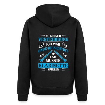 Klarinette Klarinettenspieler Klarinettist - Unisex Premium Bio Zip Hoodie - Schwarz - Hinten - Nico (187cm)