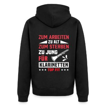 Klarinette Klarinettenspieler Klarinettist - Unisex Premium Bio Zip Hoodie - Schwarz - Hinten - Nico (187cm)