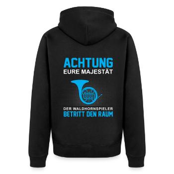 Waldhorn Waldhornspieler Hornist - Unisex Premium Bio Zip Hoodie - Schwarz - Hinten - Nico (187cm)