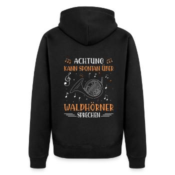 Waldhorn Waldhornspieler Hornist - Unisex Premium Bio Zip Hoodie - Schwarz - Hinten - Nico (187cm)