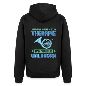 Waldhorn Waldhornspieler Hornist - Unisex Premium Bio Zip Hoodie - Schwarz - Hinten - Nico (187cm)