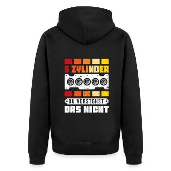5 Zylinder du verstehst das nicht Tuner Tuning - Unisex Premium Bio Zip Hoodie - Schwarz - Hinten - Nico (187cm)