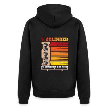 5 Zylinder du verstehst das nicht Tuner Tuning - Unisex Premium Bio Zip Hoodie - Schwarz - Hinten - Nico (187cm)