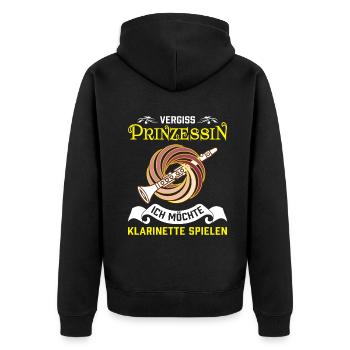 Klarinette Klarinettenspieler Klarinettist - Unisex Premium Bio Zip Hoodie - Schwarz - Hinten - Nico (187cm)