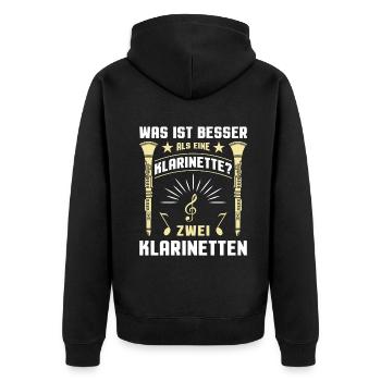 Klarinette Klarinettenspieler Klarinettist - Unisex Premium Bio Zip Hoodie - Schwarz - Hinten - Nico (187cm)