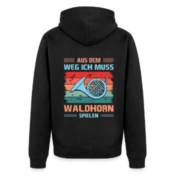 Waldhorn Waldhornspieler Hornist - Unisex Premium Bio Zip Hoodie - Schwarz - Hinten - Nico (187cm)