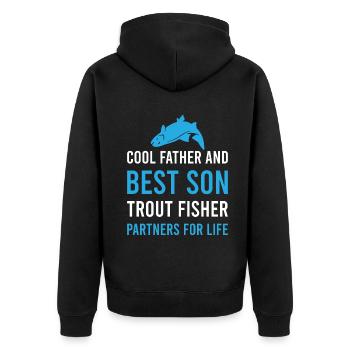 cool Father and best Son Trout fisher - Unisex Premium Bio Zip Hoodie - Schwarz - Hinten - Nico (187cm)