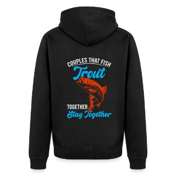 couples that fish trout togehter stay togehter - Unisex Premium Bio Zip Hoodie - Schwarz - Hinten - Nico (187cm)