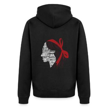 Women Head - Unisex Premium Bio Zip Hoodie - Schwarz - Hinten - Nico (187cm)