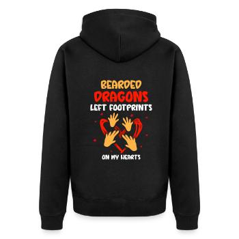 Bearded Dragons left footprints on my hearts - Unisex Premium Bio Zip Hoodie - Schwarz - Hinten - Nico (187cm)