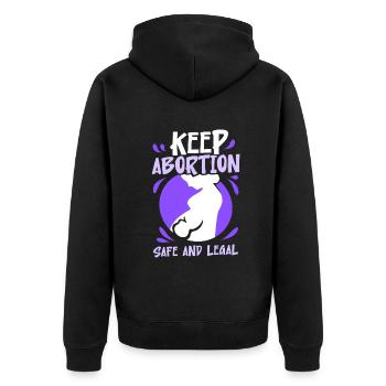 keep abortion safe and legal - Unisex Premium Bio Zip Hoodie - Schwarz - Hinten - Nico (187cm)