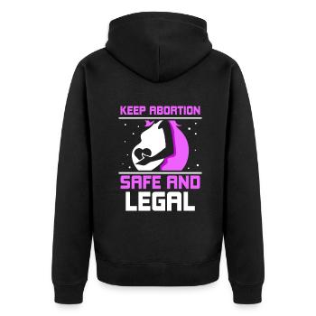 keep abortion safe and legal - Unisex Premium Bio Zip Hoodie - Schwarz - Hinten - Nico (187cm)