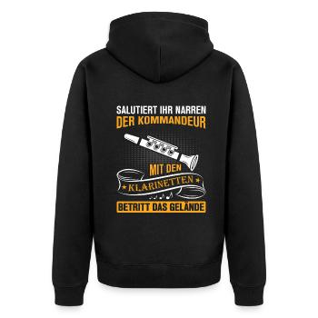 Klarinette Klarinettenspieler Klarinettist - Unisex Premium Bio Zip Hoodie - Schwarz - Hinten - Nico (187cm)