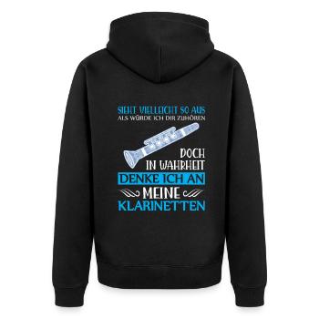Klarinette Klarinettenspieler Klarinettist - Unisex Premium Bio Zip Hoodie - Schwarz - Hinten - Nico (187cm)