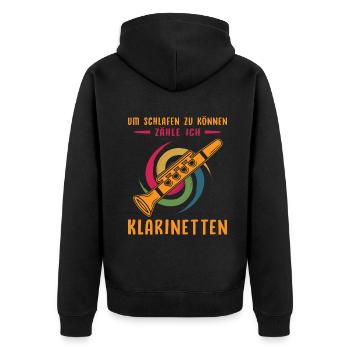 Klarinette Klarinettenspieler Klarinettist - Unisex Premium Bio Zip Hoodie - Schwarz - Hinten - Nico (187cm)